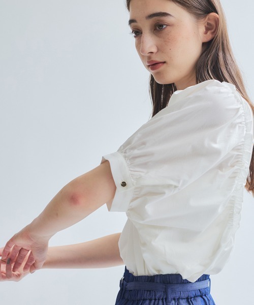 ketty(ケティ)の「スムースギャザースリーブカットトップス≪洗濯機で洗える≫(Tシャツ/カットソー・レディース・ブラック/ホワイト・M)」の5枚目の写真