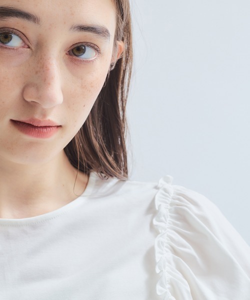 ketty(ケティ)の「スムースギャザースリーブカットトップス≪洗濯機で洗える≫(Tシャツ/カットソー・レディース・ブラック/ホワイト・M)」の9枚目の写真
