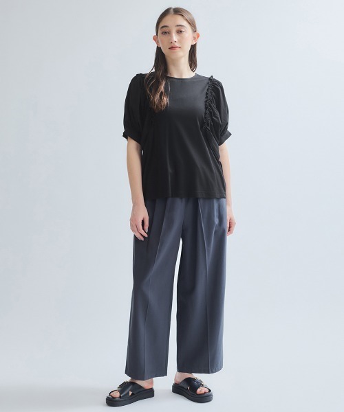 ketty(ケティ)の「スムースギャザースリーブカットトップス≪洗濯機で洗える≫(Tシャツ/カットソー・レディース・ブラック/ホワイト・M)」の13枚目の写真