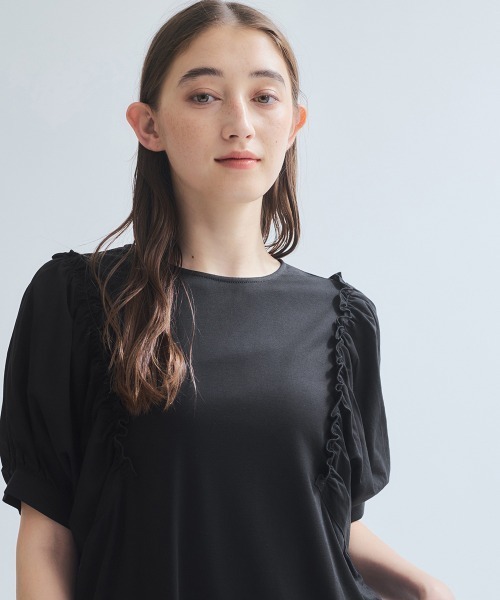 ketty(ケティ)の「スムースギャザースリーブカットトップス≪洗濯機で洗える≫(Tシャツ/カットソー・レディース・ブラック/ホワイト・M)」の14枚目の写真