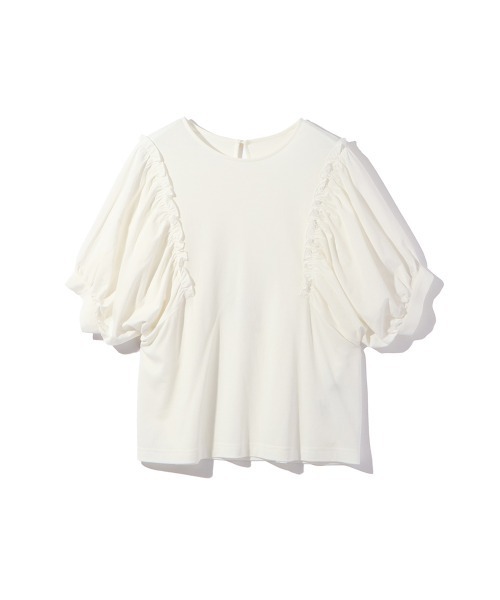 ketty(ケティ)の「スムースギャザースリーブカットトップス≪洗濯機で洗える≫(Tシャツ/カットソー・レディース・ブラック/ホワイト・M)」の15枚目の写真