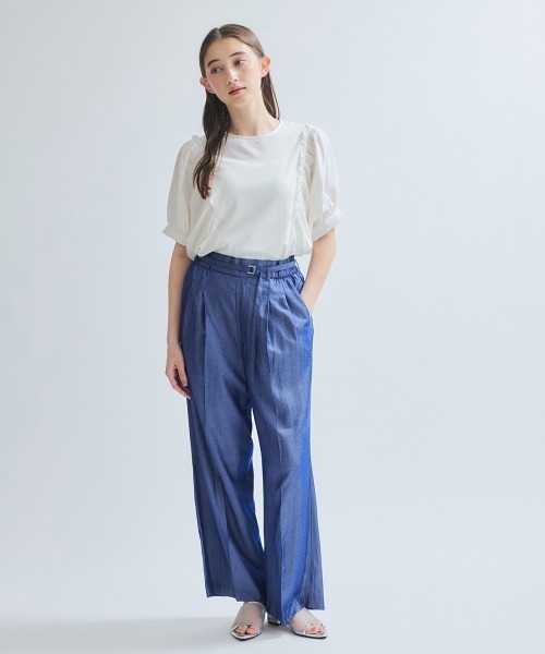 ketty(ケティ)の「スムースギャザースリーブカットトップス≪洗濯機で洗える≫(Tシャツ/カットソー・レディース・ブラック/ホワイト・M)」の10枚目の写真