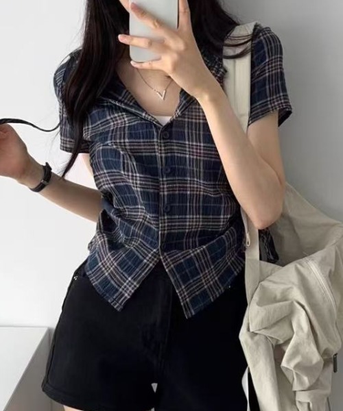 プリントドローストリング付き半袖Tシャツ SLICK/スリック】Micro Border Drawstring L/S T-Shirt
