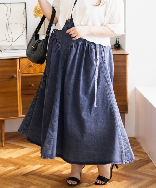 CLETTE(クレット)の「サイドベルトデニムジャンスカ(ワンピース・レディース・ブルー/ネイビー・4L/3L/LL)」の7枚目の写真