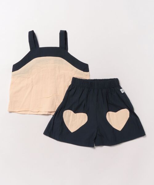 aimoha（アイモハ）の「【-aimoha-KIDS-】キッズ　ハートポケット配色セットアップ (SS)（セットアップ・キッズ・ネイビー・130/120/110/100/90/80）」の2枚目の写真