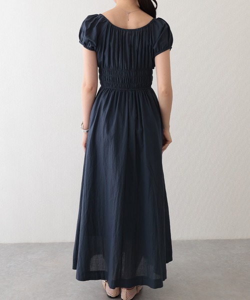 Lace Ladies(レースレディース)の「スクエアネック ワッシャー加工 ギャザー ウエスト シャーリング ワンピース(ワンピース・レディース・ネイビー/ベージュ/アイボリー・M)」の11枚目の写真
