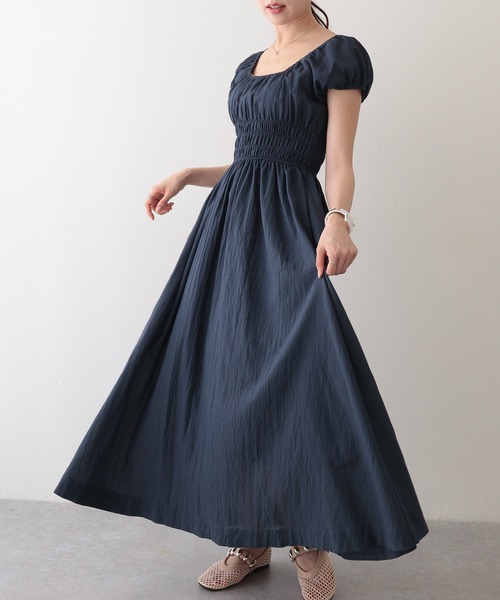Lace Ladies(レースレディース)の「スクエアネック ワッシャー加工 ギャザー ウエスト シャーリング ワンピース(ワンピース・レディース・ネイビー/ベージュ/アイボリー・M)」の12枚目の写真