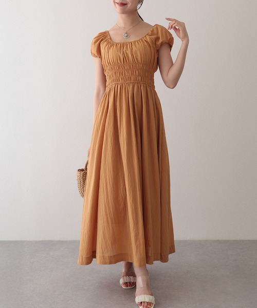 Lace Ladies(レースレディース)の「スクエアネック ワッシャー加工 ギャザー ウエスト シャーリング ワンピース(ワンピース・レディース・ネイビー/ベージュ/アイボリー・M)」の14枚目の写真