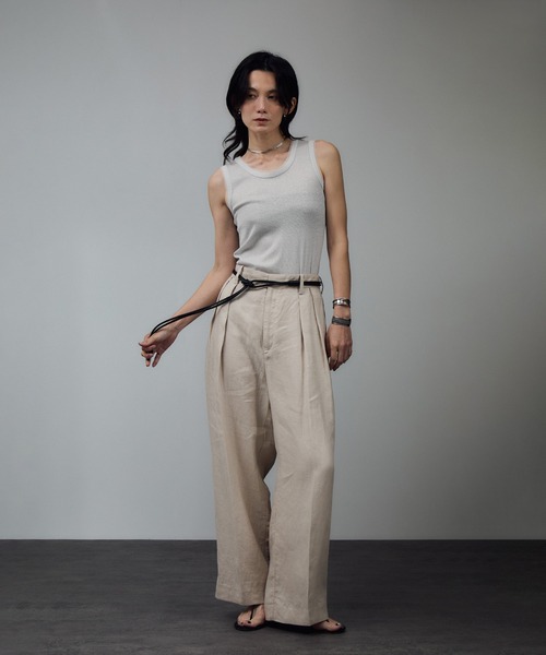 SALON adam et rope'(サロン アダム エ ロペ)の「【WEB限定】ラメリブタンク(タンクトップ・レディース・ブラック/グレー/オフホワイト・FREE)」の8枚目の写真