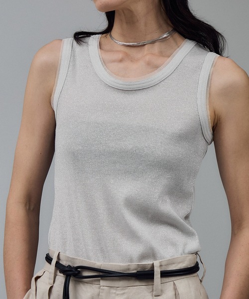 SALON adam et rope'(サロン アダム エ ロペ)の「【WEB限定】ラメリブタンク(タンクトップ・レディース・ブラック/グレー/オフホワイト・FREE)」の15枚目の写真
