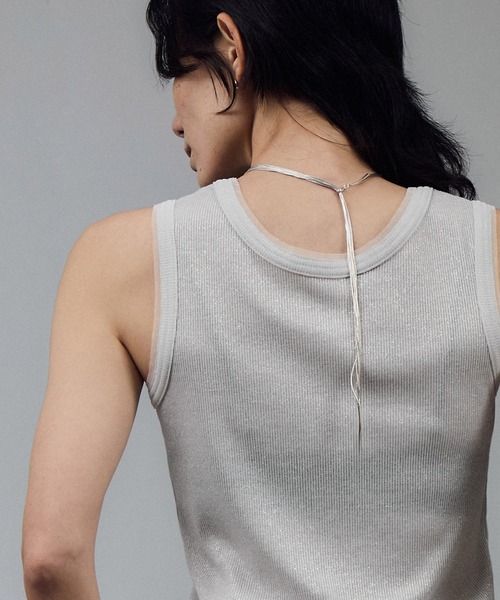 SALON adam et rope'(サロン アダム エ ロペ)の「【WEB限定】ラメリブタンク(タンクトップ・レディース・ブラック/グレー/オフホワイト・FREE)」の16枚目の写真