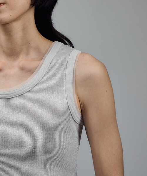 SALON adam et rope'(サロン アダム エ ロペ)の「【WEB限定】ラメリブタンク(タンクトップ・レディース・ブラック/グレー/オフホワイト・FREE)」の21枚目の写真