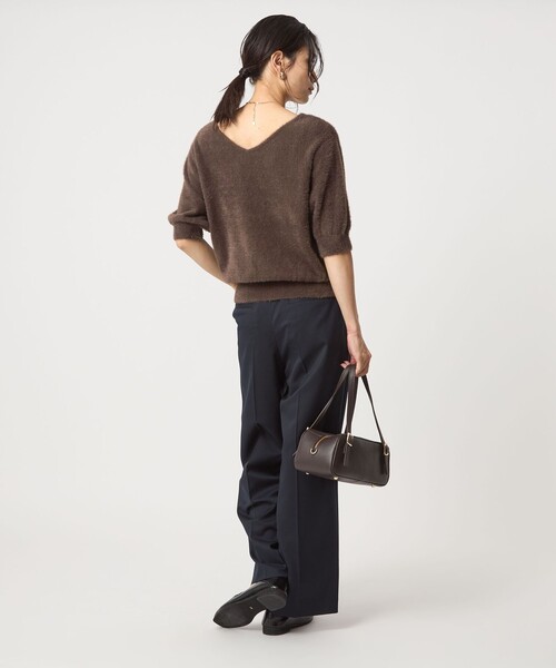 green label relaxing(グリーンレーベルリラクシング)の「フラッフフェザー 2WAY ショートスリーブ ニット プルオーバー -ウォッシャブル-(ニット/セーター・レディース・オフホワイト/ライトブルー/ダークブラウン/ダークグレー・FREE)」の8枚目の写真