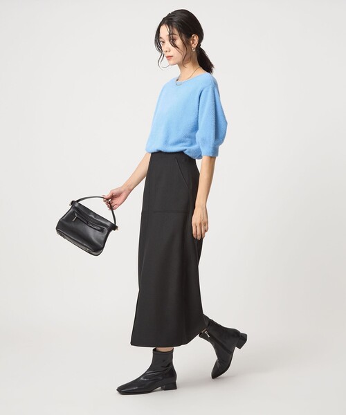 green label relaxing(グリーンレーベルリラクシング)の「フラッフフェザー 2WAY ショートスリーブ ニット プルオーバー -ウォッシャブル-(ニット/セーター・レディース・オフホワイト/ライトブルー/ダークブラウン/ダークグレー・FREE)」の14枚目の写真