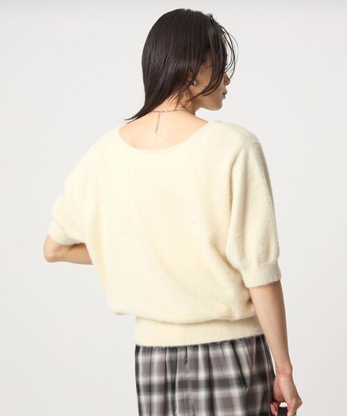 green label relaxing(グリーンレーベルリラクシング)の「フラッフフェザー 2WAY ショートスリーブ ニット プルオーバー -ウォッシャブル-(ニット/セーター・レディース・オフホワイト/ライトブルー/ダークブラウン/ダークグレー・FREE)」の16枚目の写真