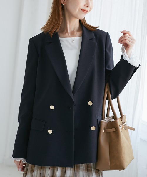 美品✨サカイラック　ピーコート　ウール　金ボタン　レザーパイピング　ネイビー　M 美品✨サカイラック ピーコート ウール 金ボタン レザーパイピング