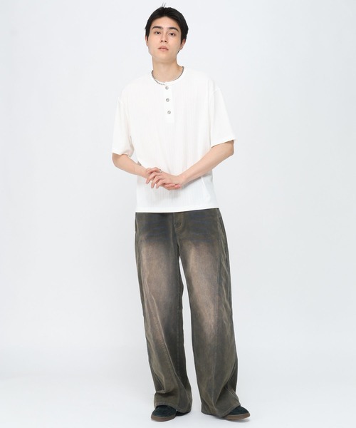 3.3 Field Trip （3.3フィールドトリップ）の「3.3 Field Trip／ヘンリールーズＴシャツ（Tシャツ/カットソー・メンズ・ホワイト/ブラウン/ブラック・MEDIUM/LARGE）」の6枚目の写真