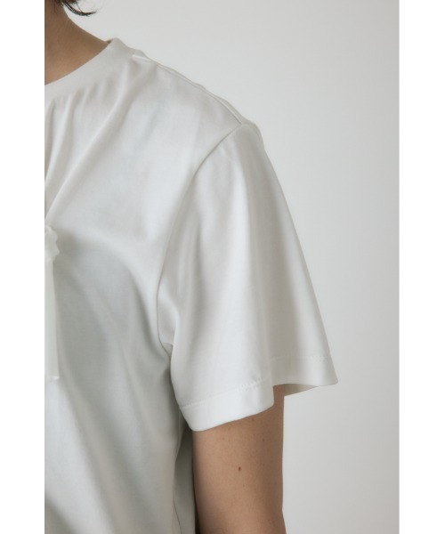 crie conforto(クリーコンフォルト)の「ノットリボンTシャツ(Tシャツ/カットソー・レディース・パープル/オフホワイト/ブラック・FREE)」の10枚目の写真