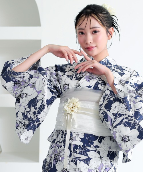 水色 Sサイズ 浴衣 綿 女性 楽天市場】(浴衣値下げ価格据え置き8/14迄)女性 浴衣「ネイビー