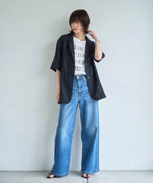 meilmada（メイルマダ）の「シアージャガードハーフスリーブジャケット（テーラードジャケット・レディース・アイボリー/ブラック・FREE）」の20枚目の写真