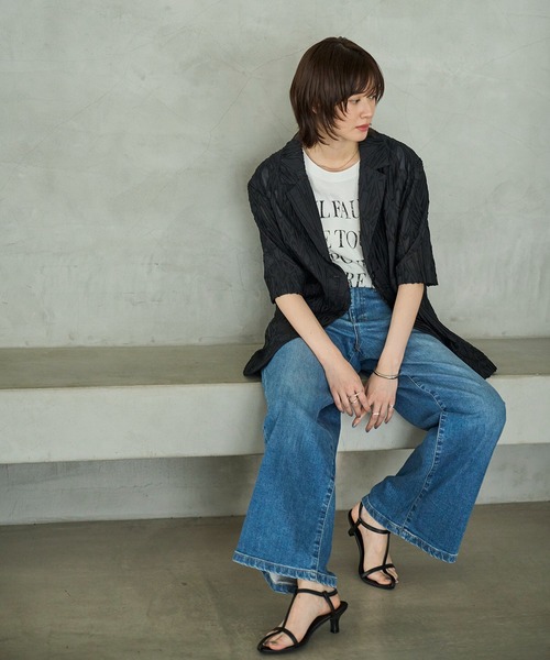meilmada（メイルマダ）の「シアージャガードハーフスリーブジャケット（テーラードジャケット・レディース・アイボリー/ブラック・FREE）」の16枚目の写真