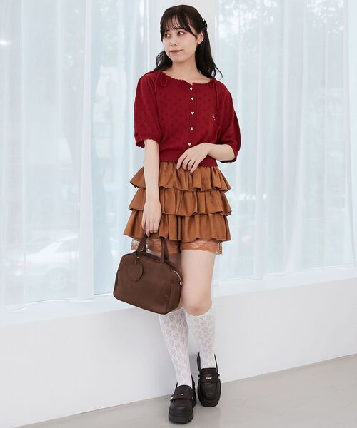 MAJESTIC LEGON（マジェスティックレゴン）の「キャミセットフラワーアイレットクルーカーデ（カーディガン/ボレロ・レディース・アイボリー/ネイビー/レッド/ブラウン・MEDIUM）」の18枚目の写真