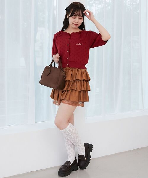 MAJESTIC LEGON（マジェスティックレゴン）の「キャミセットフラワーアイレットクルーカーデ（カーディガン/ボレロ・レディース・アイボリー/ネイビー/レッド/ブラウン・MEDIUM）」の19枚目の写真