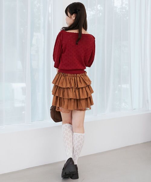 MAJESTIC LEGON（マジェスティックレゴン）の「キャミセットフラワーアイレットクルーカーデ（カーディガン/ボレロ・レディース・アイボリー/ネイビー/レッド/ブラウン・MEDIUM）」の20枚目の写真