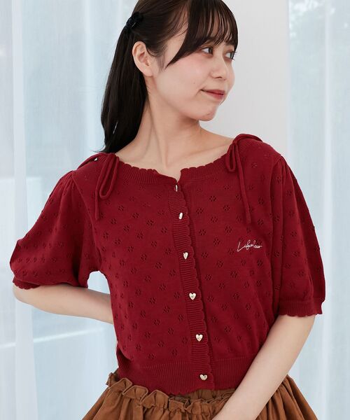 MAJESTIC LEGON（マジェスティックレゴン）の「キャミセットフラワーアイレットクルーカーデ（カーディガン/ボレロ・レディース・アイボリー/ネイビー/レッド/ブラウン・MEDIUM）」の21枚目の写真