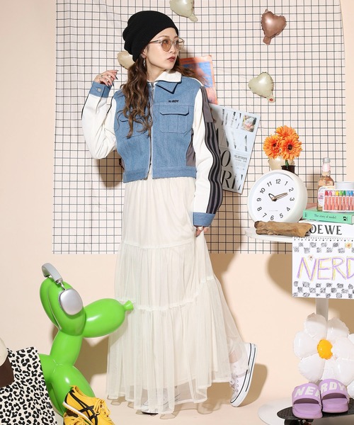 新品 NERDY ノルディ ライトベージュ Mサイズ トラックジャケット 韓国限 NERDY ジャージ バイカラーメンズトラックトップ NY BICOLOR