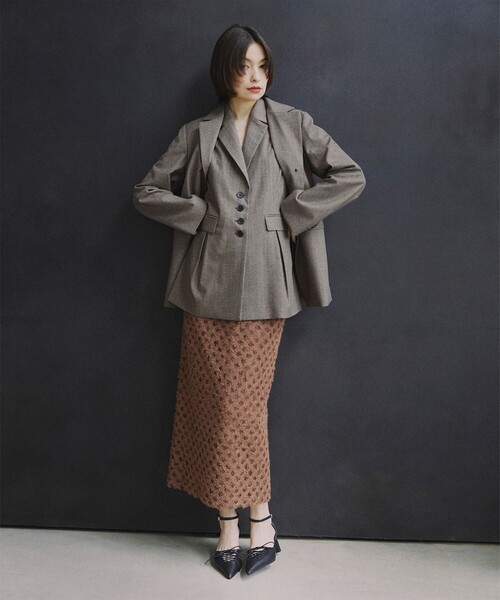 Ray BEAMS(レイビームス)の「RBS / ヘリンボーン 2ボタン ジャケット(テーラードジャケット・レディース・シルバー/ダークブラウン・0/1)」の5枚目の写真