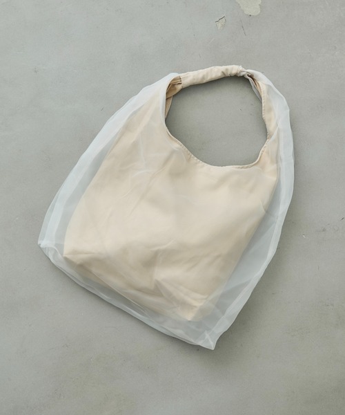 Lunea（ルネア）の「オーガンジートートバッグ（トートバッグ・レディース・アイボリー/ブラック・FREE）」の2枚目の写真