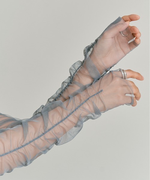 W:Huku(フーク)の「2way シャーリング シアー ロングスリーブ トップス / 2Way Shirred Sheer Top(Tシャツ/カットソー・レディース・ブラック/グレー/アイボリー・FREE)」の8枚目の写真