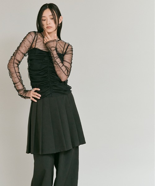 W:Huku(フーク)の「2way シャーリング シアー ロングスリーブ トップス / 2Way Shirred Sheer Top(Tシャツ/カットソー・レディース・ブラック/グレー/アイボリー・FREE)」の15枚目の写真