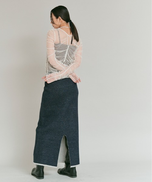 W:Huku(フーク)の「2way シャーリング シアー ロングスリーブ トップス / 2Way Shirred Sheer Top(Tシャツ/カットソー・レディース・ブラック/グレー/アイボリー・FREE)」の19枚目の写真