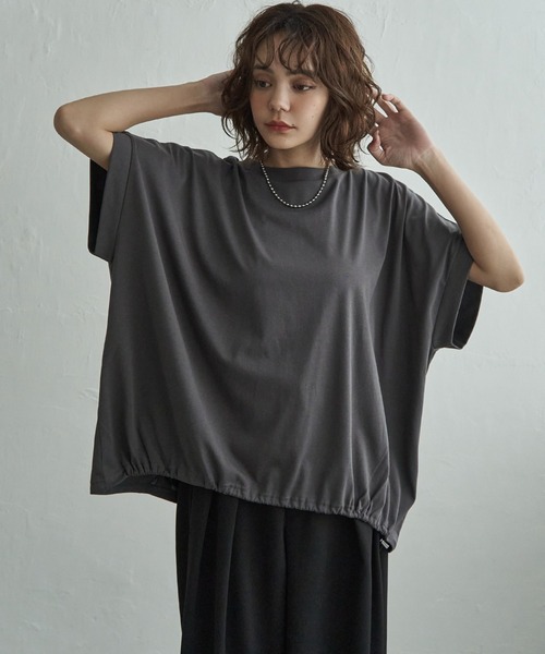 notch.(ノッチ)の「【 notch. by KR 】ドルマンドローコードTシャツ(Tシャツ/カットソー・レディース・ブラック/オフホワイト/チャコール/ダークグレー・M)」の4枚目の写真
