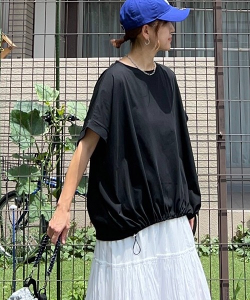 notch.（ノッチ）の「【notch.by KR】ドルマンドローコードTシャツ（Tシャツ/カットソー・レディース・ブラック/オフホワイト/チャコール・M）」の3枚目の写真