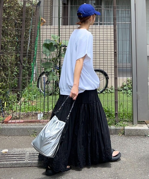 notch.（ノッチ）の「【notch.by KR】ドルマンドローコードTシャツ（Tシャツ/カットソー・レディース・ブラック/オフホワイト/チャコール・M）」の10枚目の写真