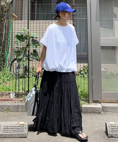 notch.（ノッチ）の「【notch.by KR】ドルマンドローコードTシャツ（Tシャツ/カットソー・レディース・ブラック/オフホワイト/チャコール・M）」の11枚目の写真