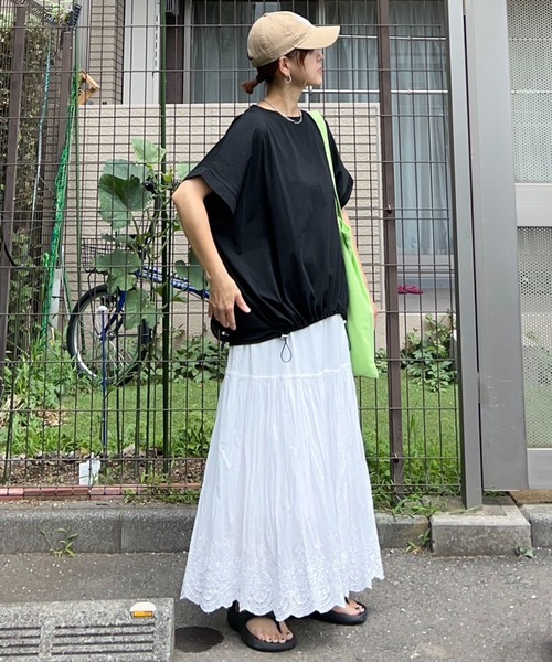 notch.（ノッチ）の「【notch.by KR】ドルマンドローコードTシャツ（Tシャツ/カットソー・レディース・ブラック/オフホワイト/チャコール・M）」の21枚目の写真