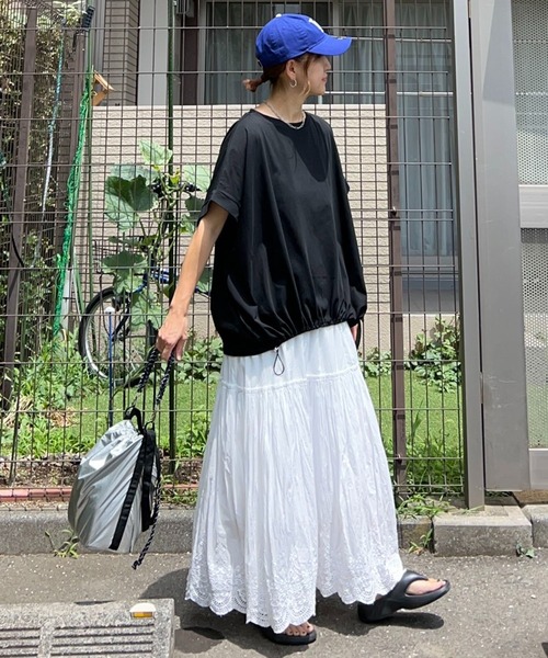 notch.（ノッチ）の「【notch.by KR】ドルマンドローコードTシャツ（Tシャツ/カットソー・レディース・ブラック/オフホワイト/チャコール・M）」の18枚目の写真