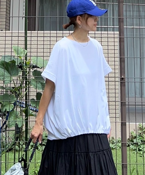 notch.（ノッチ）の「【notch.by KR】ドルマンドローコードTシャツ（Tシャツ/カットソー・レディース・ブラック/オフホワイト/チャコール・M）」の9枚目の写真