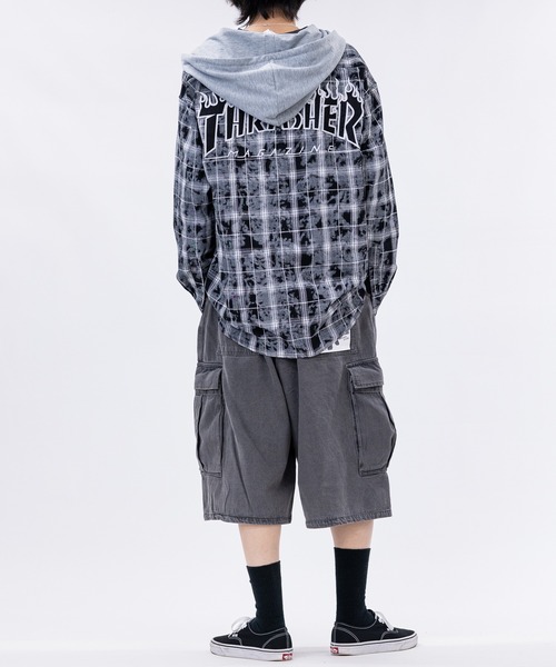 THRASHER（スラッシャー）の「【at】〔THRASHER/スラッシャー〕ヴィンテージ加工 フード付チェックシャツ（シャツ/ブラウス・メンズ・ブルー/ブラック・MEDIUM/LARGE）」の20枚目の写真