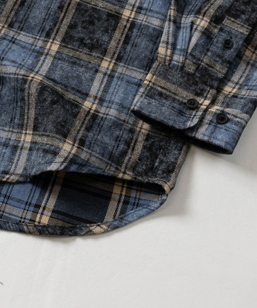THRASHER（スラッシャー）の「【at】〔THRASHER/スラッシャー〕ヴィンテージ加工 フード付チェックシャツ（シャツ/ブラウス・メンズ・ブルー/ブラック・MEDIUM/LARGE）」の7枚目の写真
