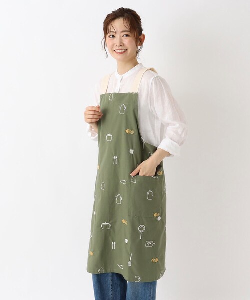 ワンズテラスオリジナル】キッチン刺繍 エプロン H型（エプロン）｜one