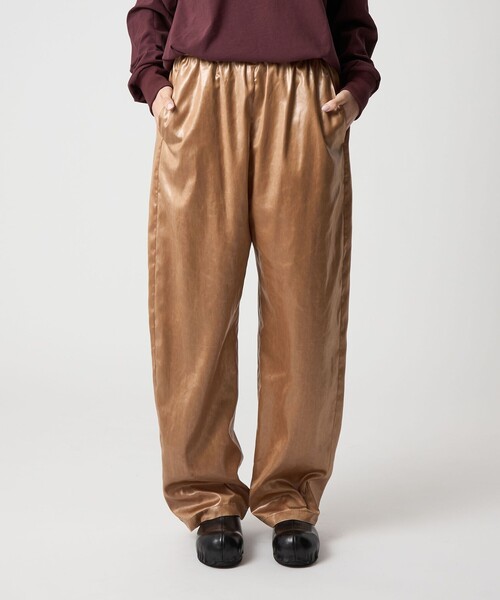 ROKU ポリエステル サテンパンツ ブラウン 6(ROKU)＞ポリエステル サテン パンツ 25FW