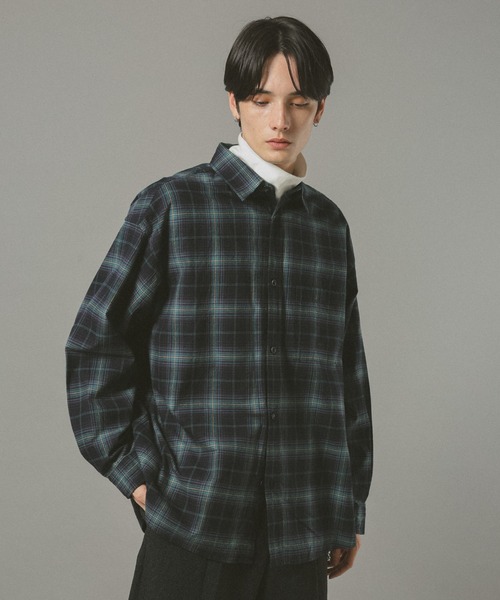 RAGEBLUE（レイジブルー）の「ビッグシルエット/オンブレチェックシャツ（シャツ/ブラウス・メンズ・ブラウン/ホワイト系その他/ネイビー/ブラック・LARGE/SMALL/MEDIUM）」の4枚目の写真