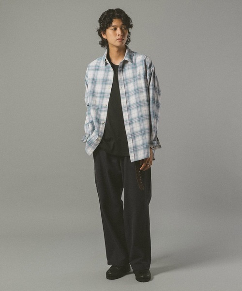 RAGEBLUE（レイジブルー）の「ビッグシルエット/オンブレチェックシャツ（シャツ/ブラウス・メンズ・ブラウン/ホワイト系その他/ネイビー/ブラック・LARGE/SMALL/MEDIUM）」の5枚目の写真