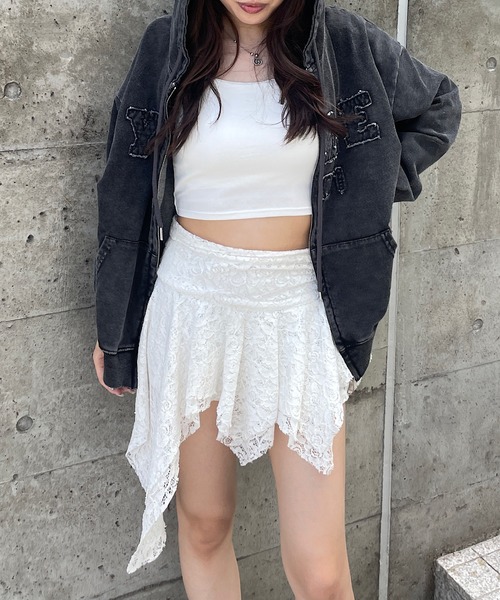 ROGER AND RAW(ロジャーアンドロウ)の「デニムジップアップパーカー(パーカー・レディース・ブラック/ブルー・FREE)」の6枚目の写真