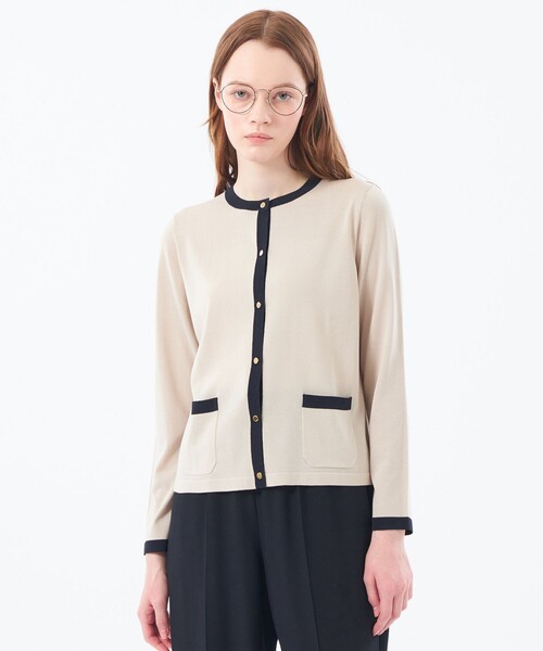 MACKINTOSH PHILOSOPHY(マッキントッシュ フィロソフィー)の「【ROYTON(ロイトン)】リネンミックスニット(カーディガン/ボレロ・レディース・ベージュ/ライトブルー/ダークネイビー・36/38)」の2枚目の写真